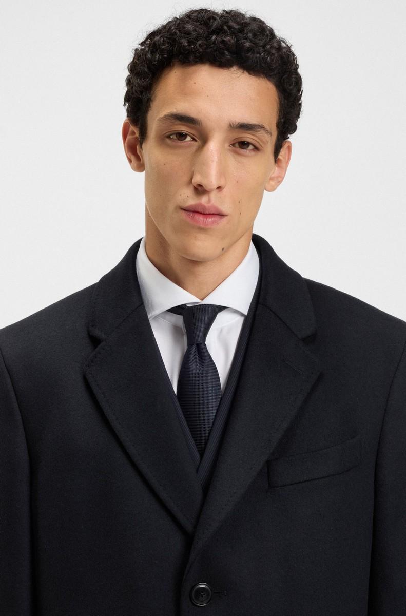 Boss Ανδρικό Παλτό Slim Fit Μάλλινο Με Κασμίρι Μαύρο φωτογραφία