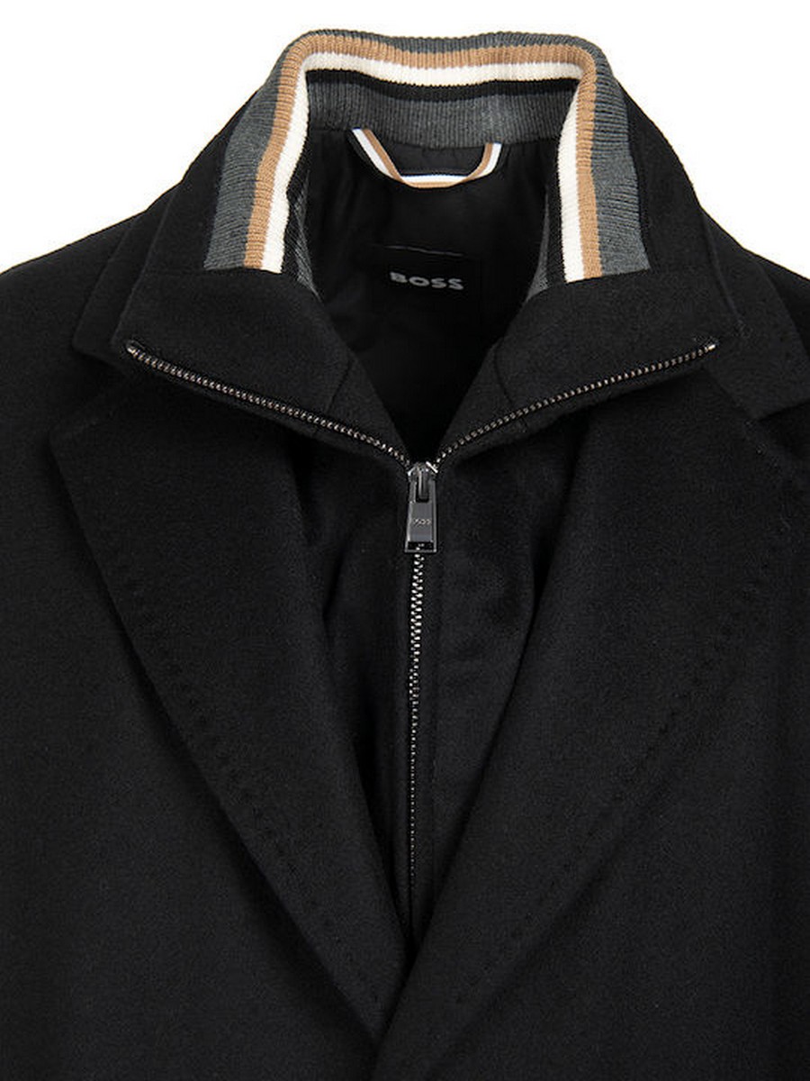 Boss Ανδρικό Παλτό Regular Fit Μάλλινο Με Κασμίρι Σκούρο Μπλε φωτογραφία
