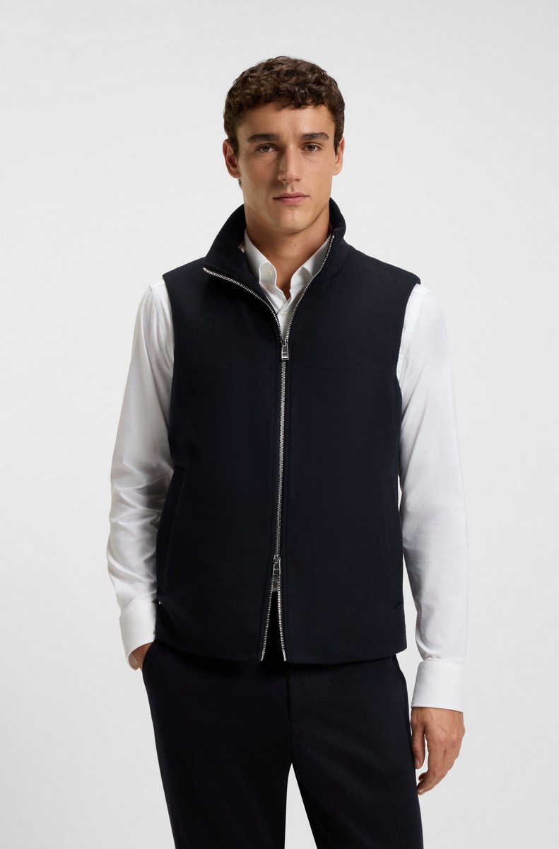 Boss Ανδρικό Παλτό Regular Fit Μάλλινο Με Κασμίρι Σκούρο Μπλε φωτογραφία