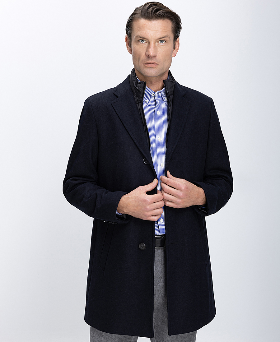 Commander Ανδρικό Παλτό Με Εσωτερική Καπιτονέ Επένδυση