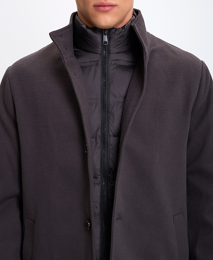 Ανδρικό Ημίπαλτο Regular Fit με Αποσπώμενο Εσωτερικό με Φερμουάρ και Ψηλό Γιακά φωτογραφία