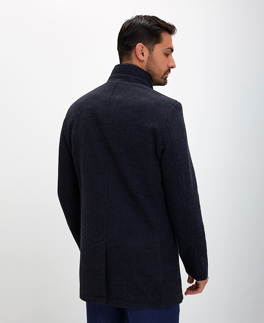 Ανδρικό Ημίπαλτο Regular Fit με Κρυφή Πατιλέτα και Μοντέρνο Γιακά Μπλέ φωτογραφία
