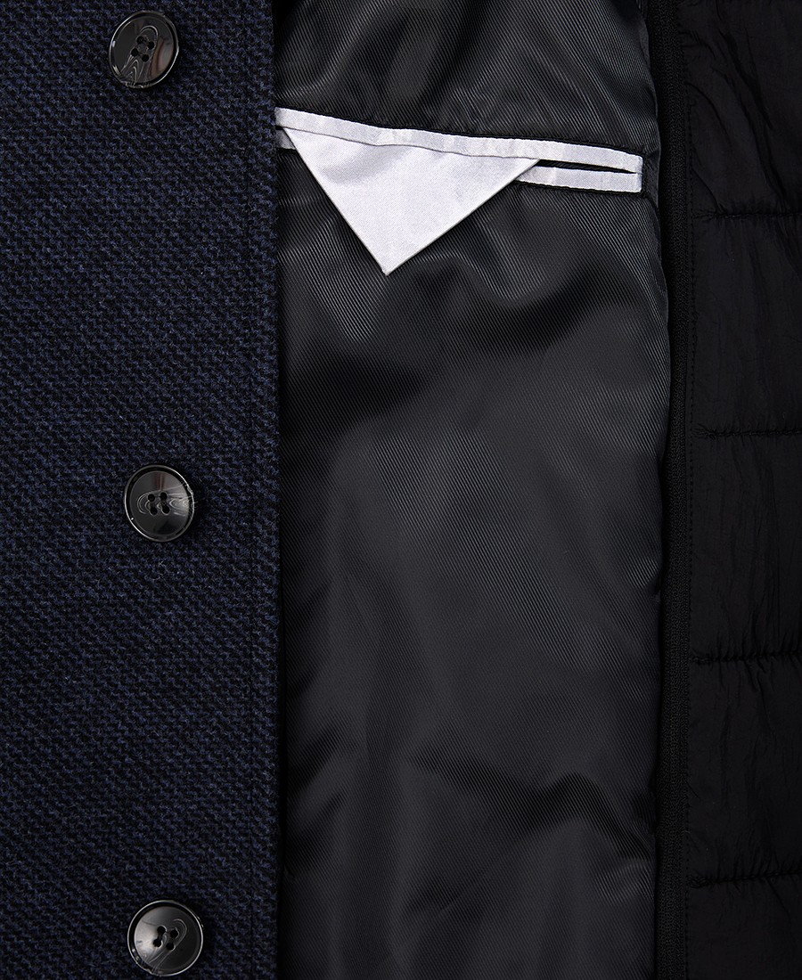 Ανδρικό Ημίπαλτο Regular Fit με Κρυφή Πατιλέτα και Μοντέρνο Γιακά Μπλέ φωτογραφία