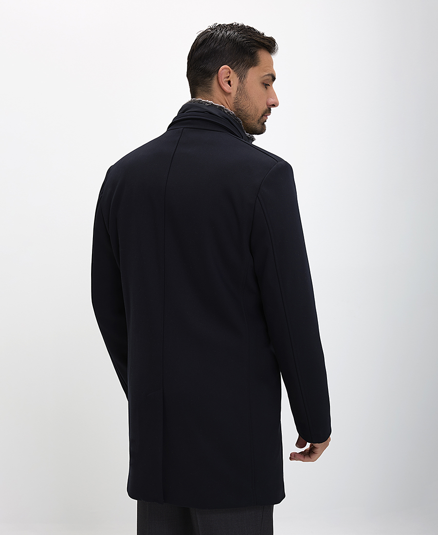 Ανδρικό Ημίπαλτο Regular Fit με Κρυφό Κλείσιμο και Κλασικό Γιακά Μπλέ φωτογραφία