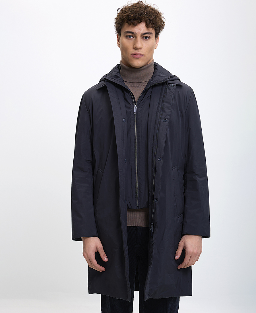 Winfield T. Coat Ανδρικό Μπουφάν με Αποσπώμενη Κουκούλα Αδιάβροχο Regular Fit Μπλε