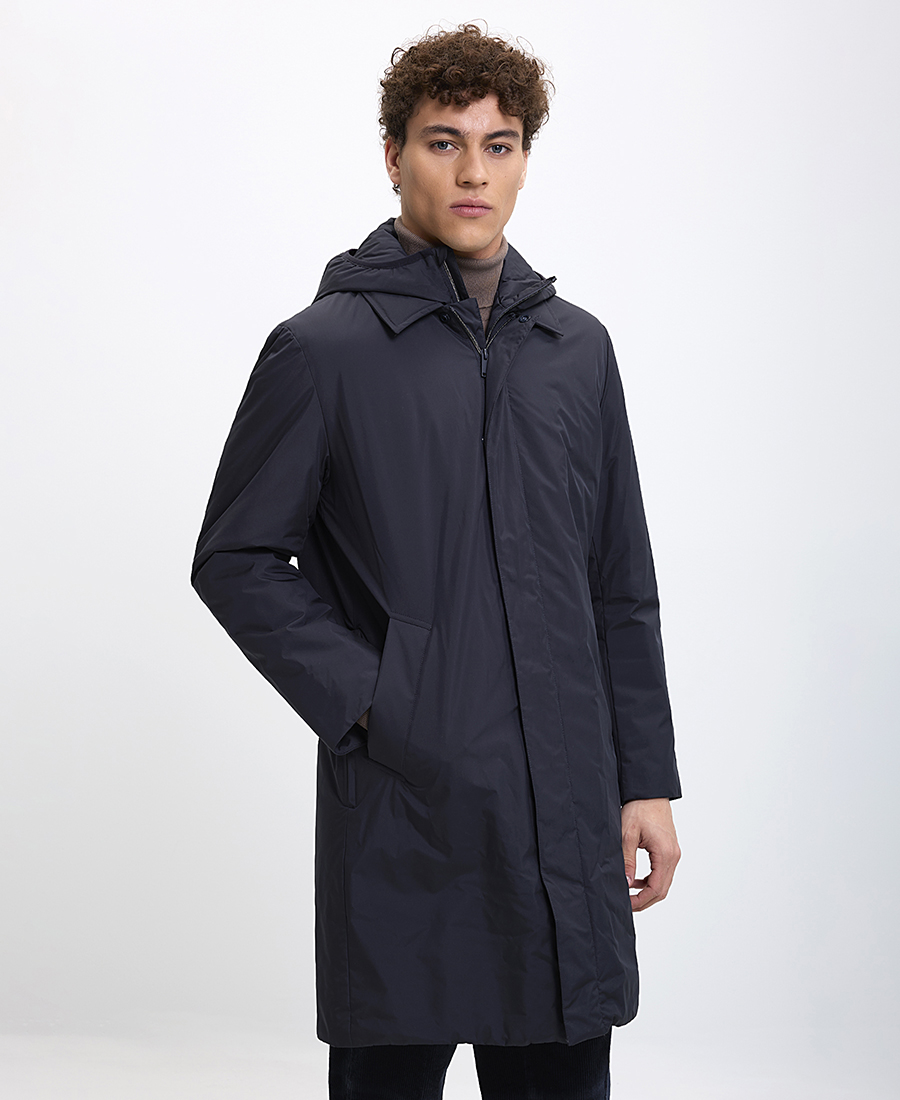 T. Coat Ανδρικό Μπουφάν με Αποσπώμενη Κουκούλα Αδιάβροχο Regular Fit Μπλε φωτογραφία