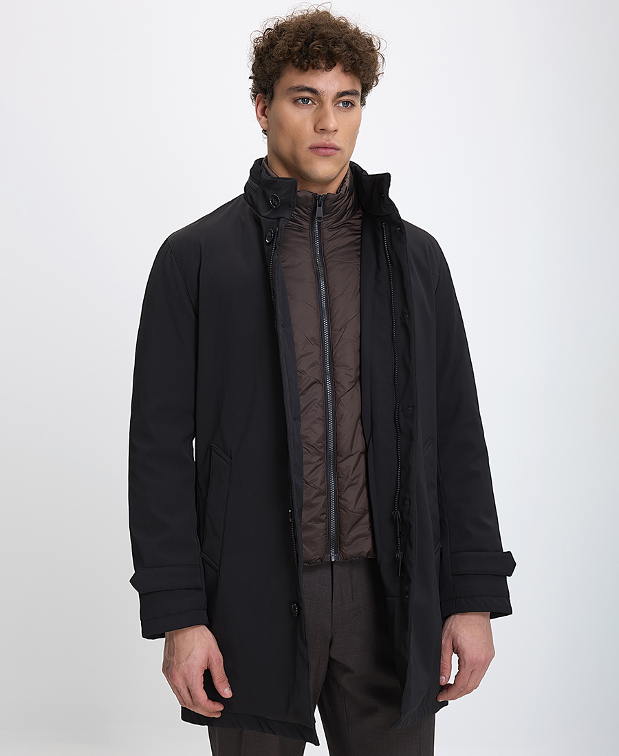 Vardas Vardas Ανδρικό Παρκά Regular Fit με Αποσπώμενο Εσωτερικό με Φερμουάρ και Κρυφή Κουκούλα