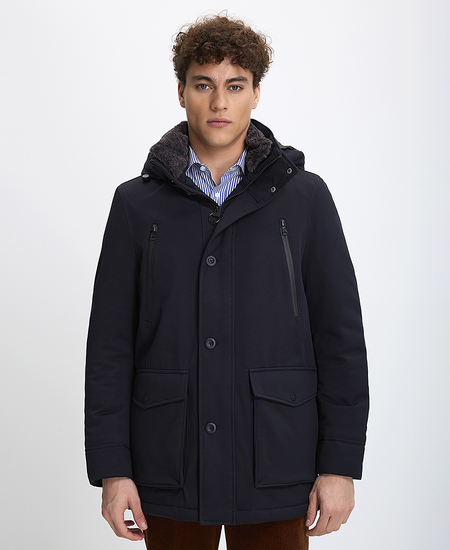 Kaiserhoff Ανδρικό Παρκά με Κουκούλα και Εσωτερική Γούνα στο Γιακά σε Μπλε φωτογραφία