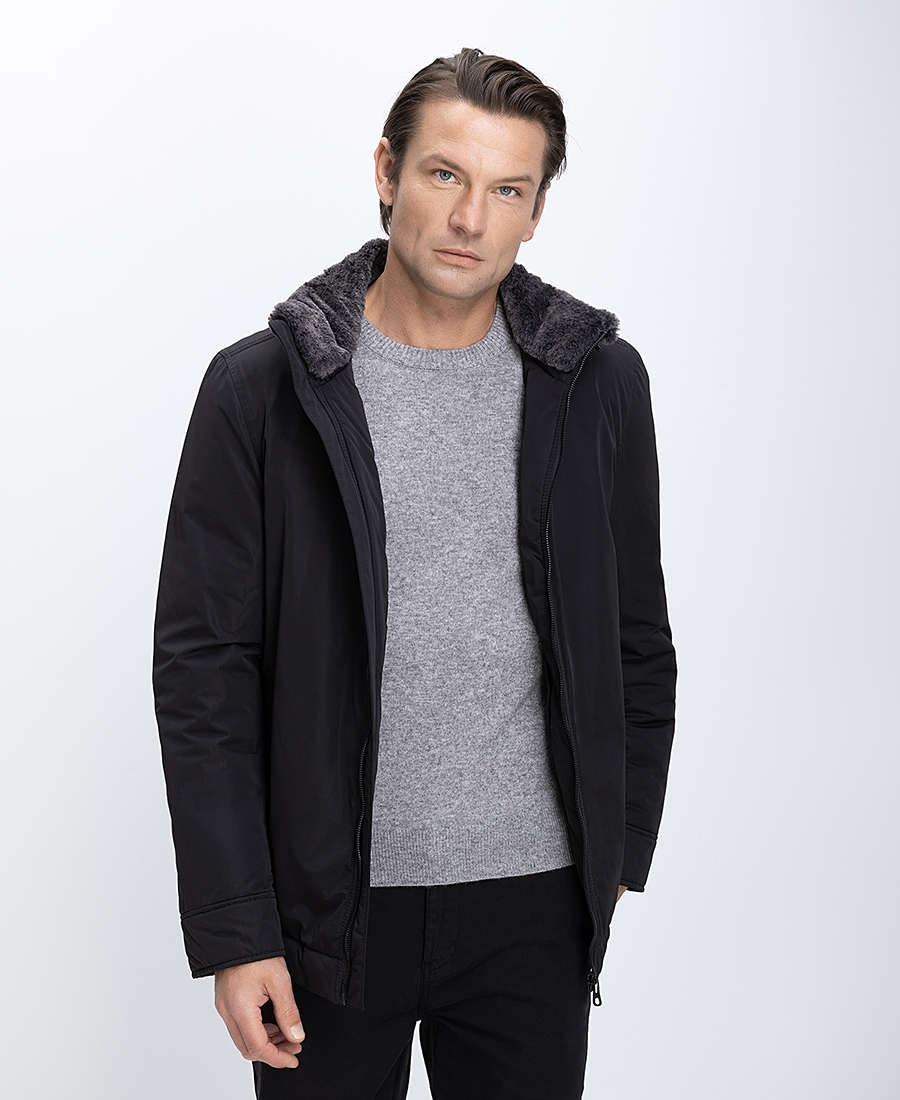 Kaiser Hoff Ανδρικό Μπουφάν Με Faux Fur Γιακά Regular Fit