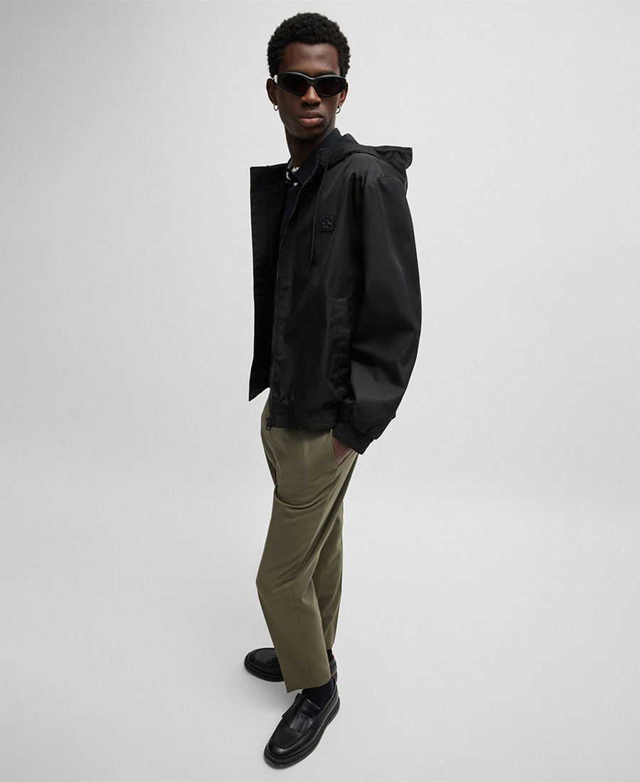 Hugo Ανδρικό Bomber Μπουφάν Αδιάβροχο με Κουκούλα και Επένδυση Regular Fit σε Μαύρο φωτογραφία