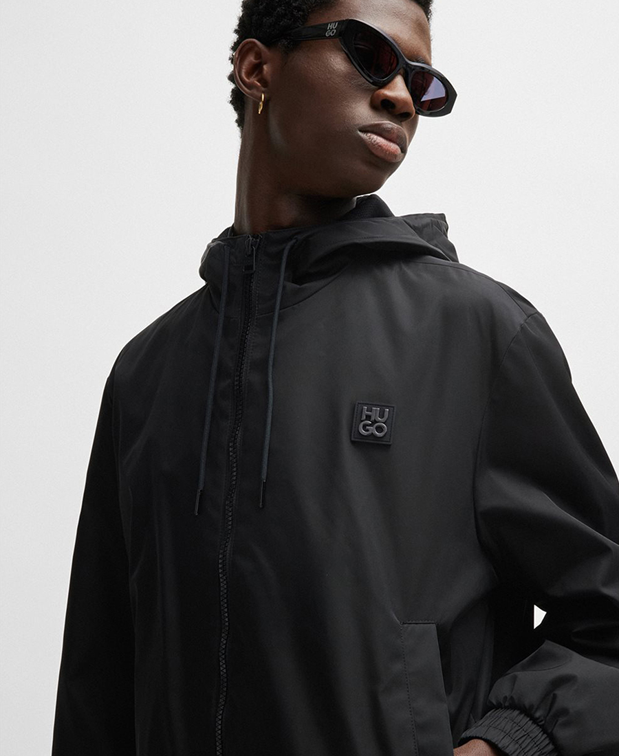 Hugo Ανδρικό Bomber Μπουφάν Αδιάβροχο με Κουκούλα και Επένδυση Regular Fit σε Μαύρο φωτογραφία