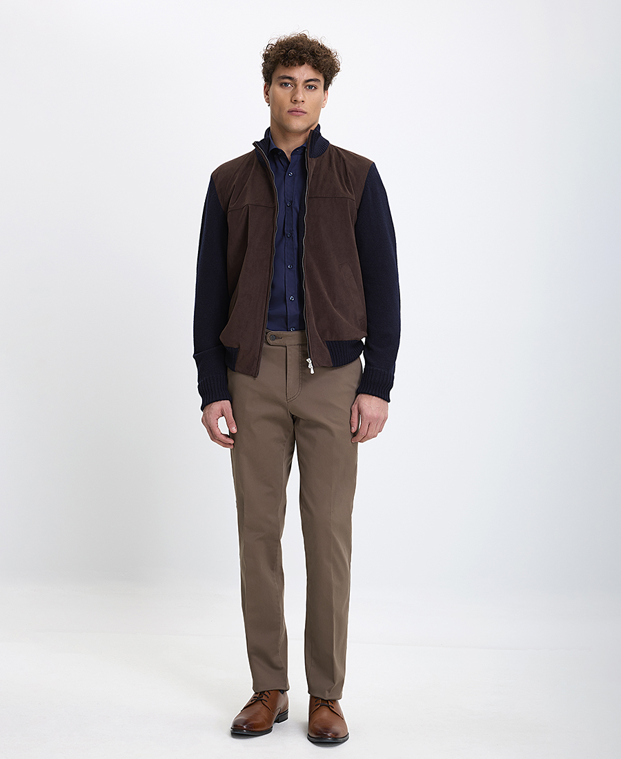 Vardas Ανδρικό Bomber Μπουφάν Regular Fit με Σουέτ και Μάλλινη Υφή σε Σκούρες Αποχρώσεις φωτογραφία