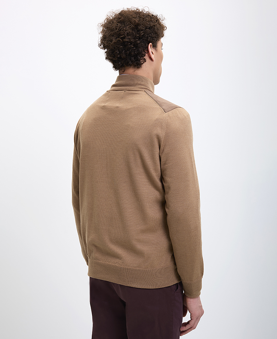 Vardas Ανδρικό Μπουφάν με Σουέτ Όψη και Πλεκτές Λεπτομέρειες Regular Fit Καφέ φωτογραφία