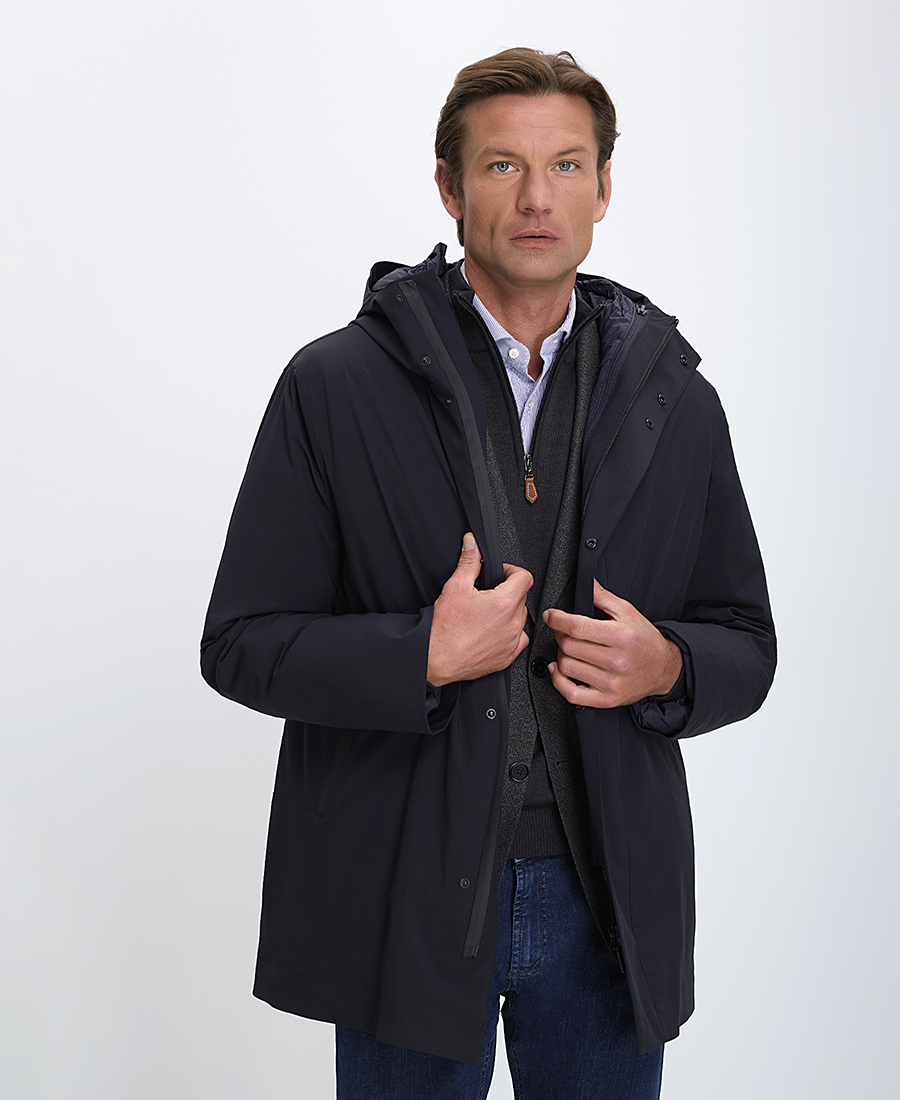 CC Collection Corneliani CC Collection Corneliani Ανδρικό Μπουφάν 2in1 με Κουκούλα Regular Fit σε Μπλε