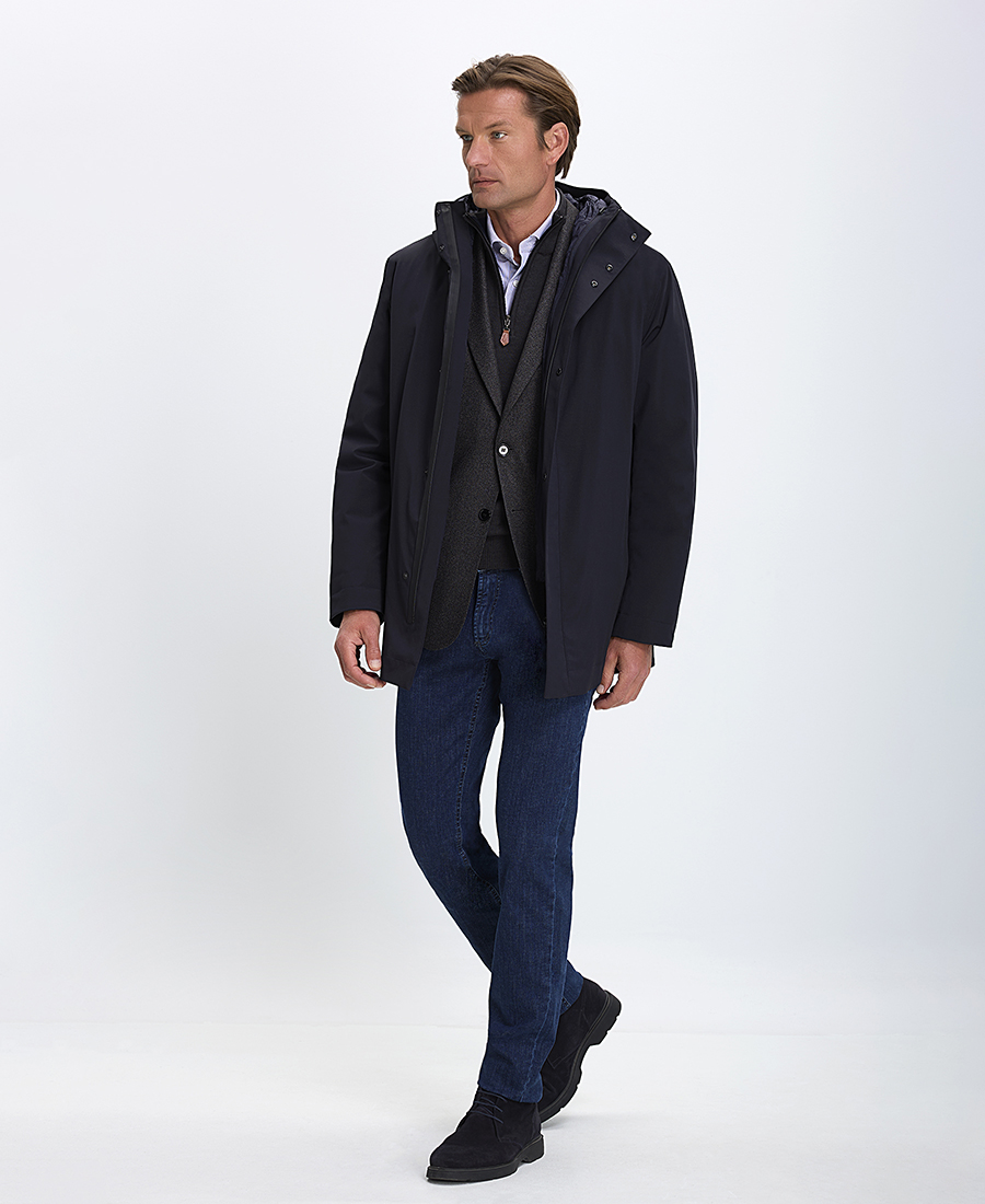 CC Collection Corneliani Ανδρικό Μπουφάν 2in1 με Κουκούλα Regular Fit σε Μπλε φωτογραφία