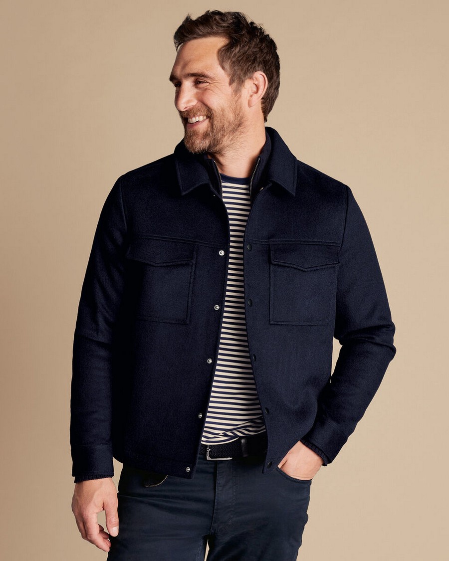 Charles Tyrwhitt Charles Tyrwhitt Ανδρικό Κοντό Παλτό Regular Fit Μάλλινο