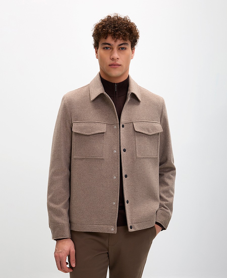 Charles Tyrwhitt Charles Tyrwhitt Ανδρικό Κοντό Παλτό Regular Fit Μάλλινο