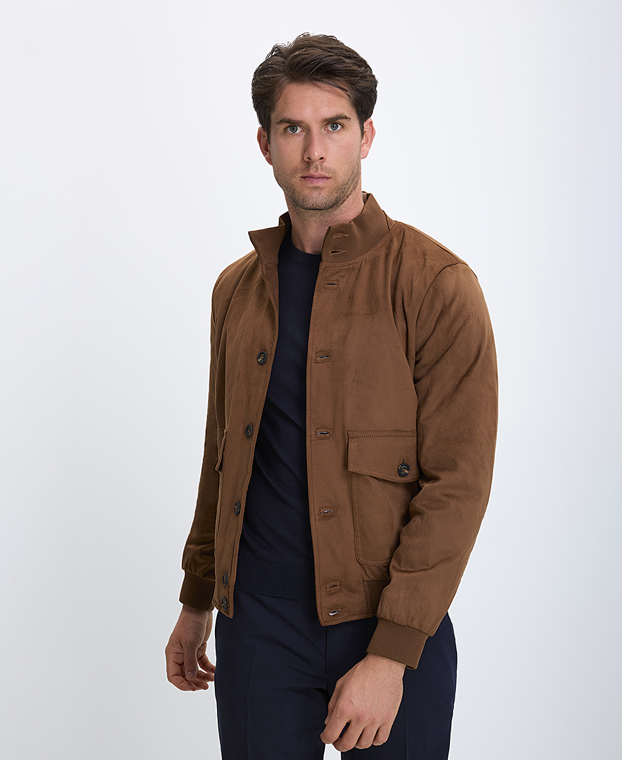 MarkUp Markup Ανδρικό Δερμάτινο με Εξωτερικές Τσέπες Regular Fit Ταμπά