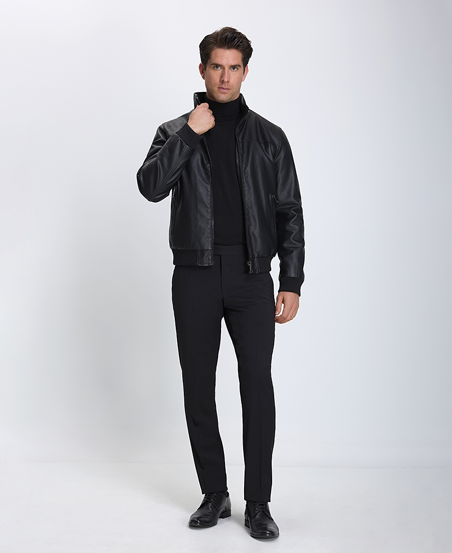 B.S. Bags Ανδρικό Βοmber Jacket Δερμάτινο Modern Fit φωτογραφία