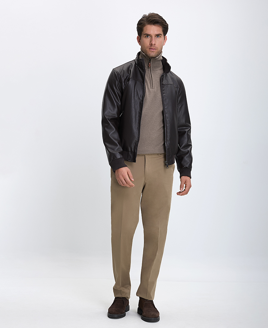 B.S. Bags Ανδρικό Βοmber Jacket Δερμάτινο Modern Fit φωτογραφία