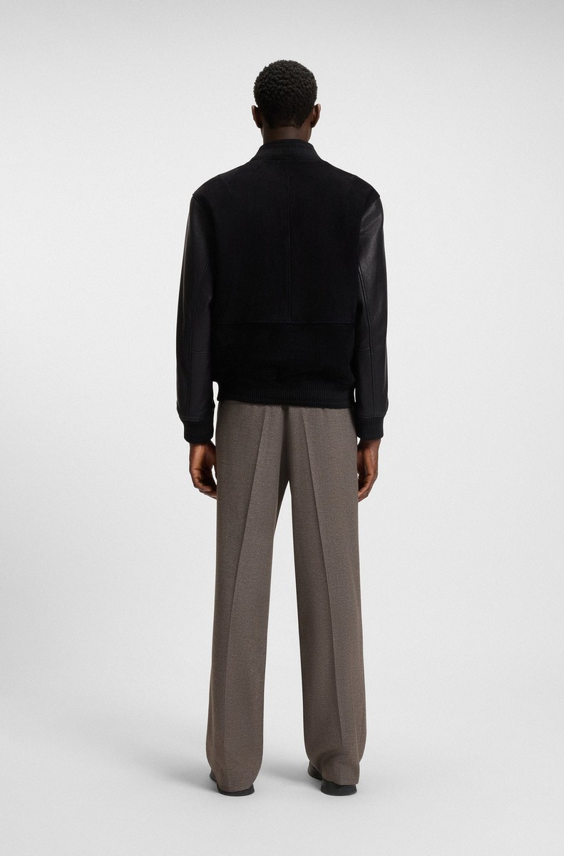 Hugo Ανδρικό Μπουφάν Regular Fit Δερμάτινο Μαύρο φωτογραφία