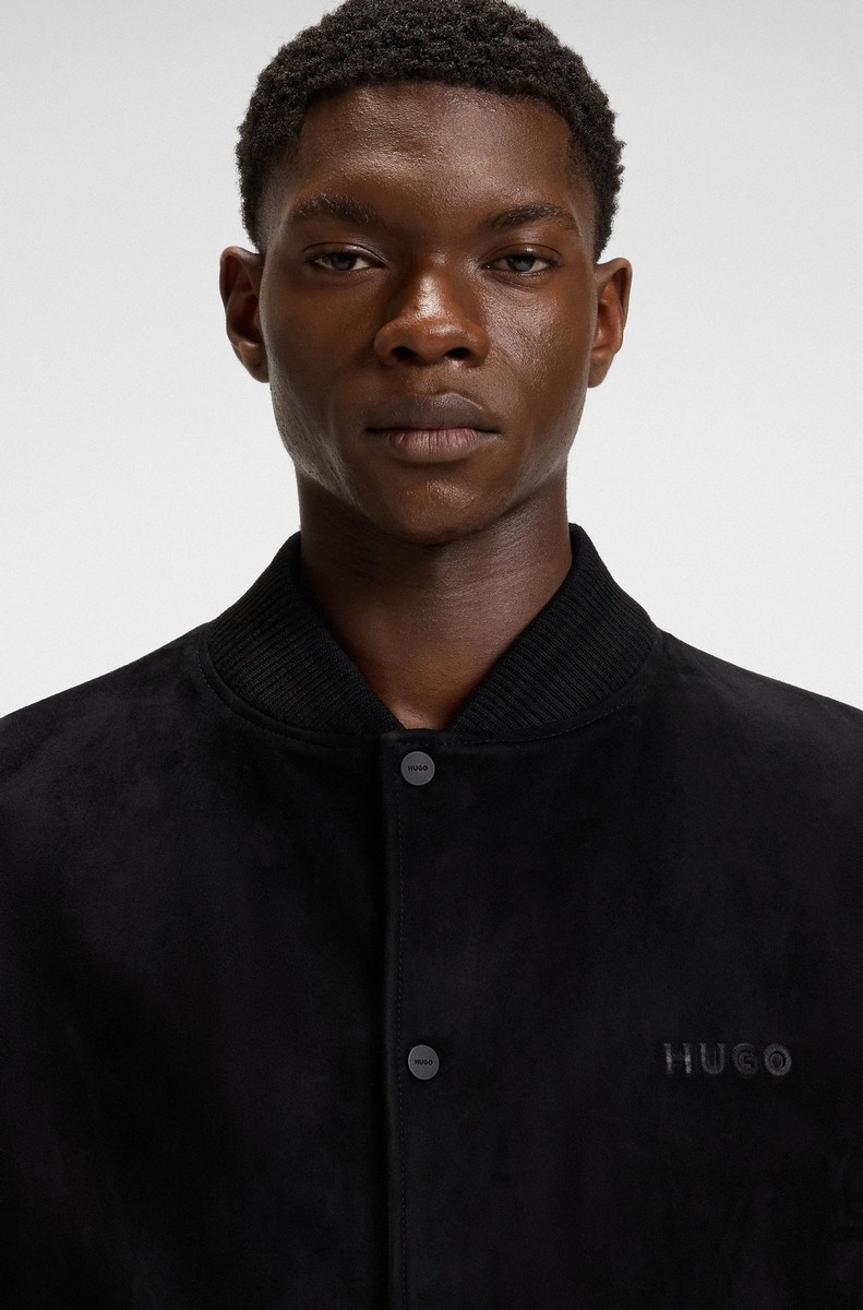 Hugo Ανδρικό Μπουφάν Regular Fit Δερμάτινο Μαύρο φωτογραφία