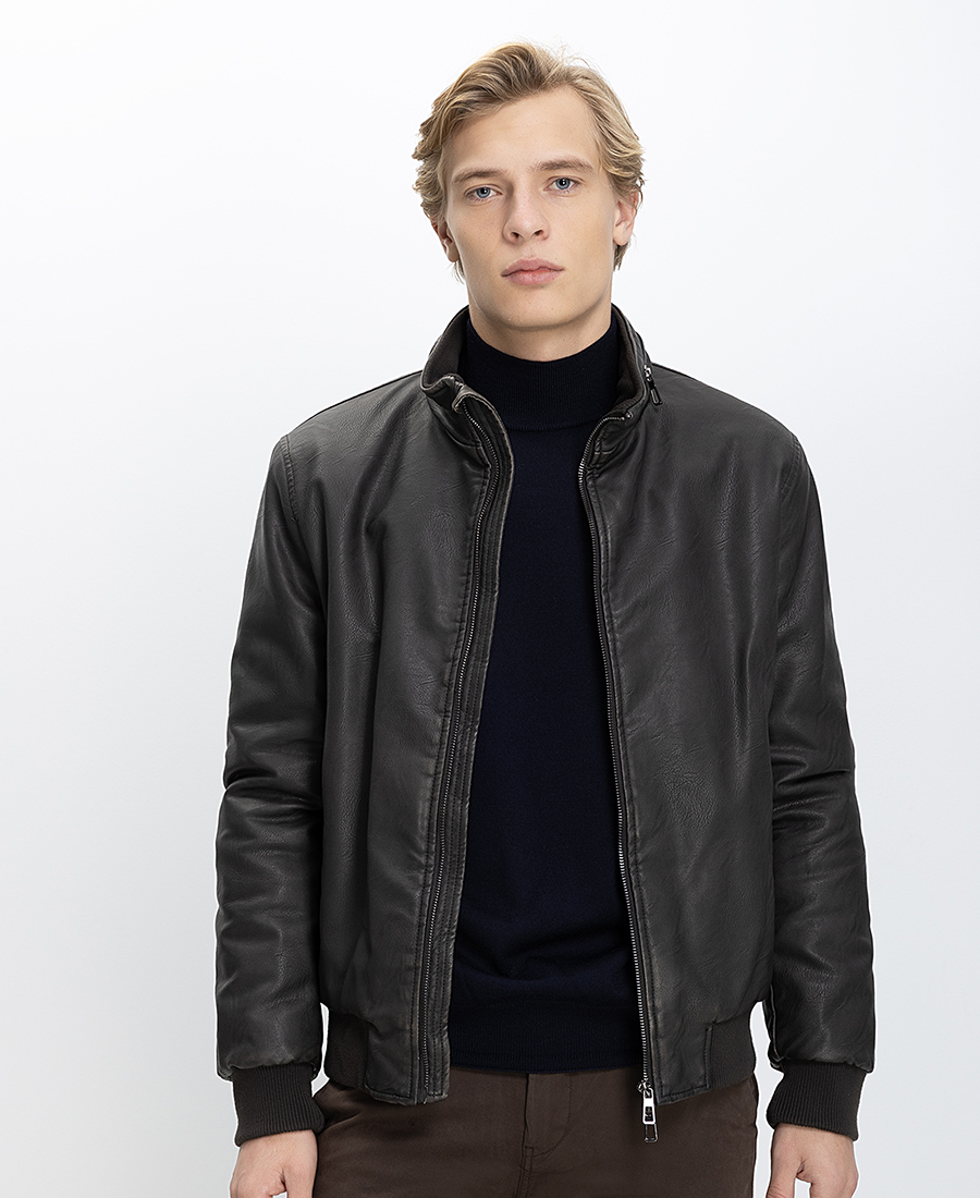 Vardas Ανδρικό Μπουφάν Eco Pelle Regular Fit