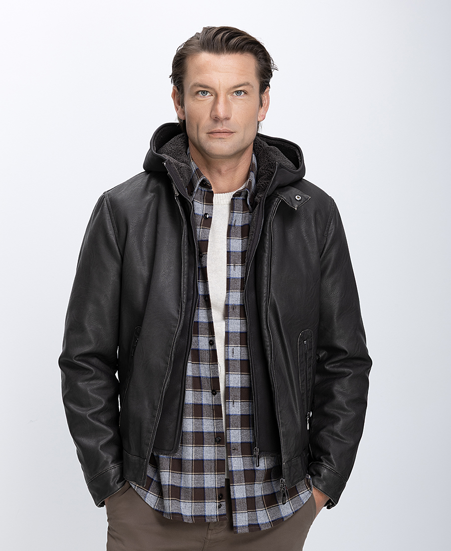 Vardas Ανδρικό Μπουφάν Eco Pelle Regular Fit
