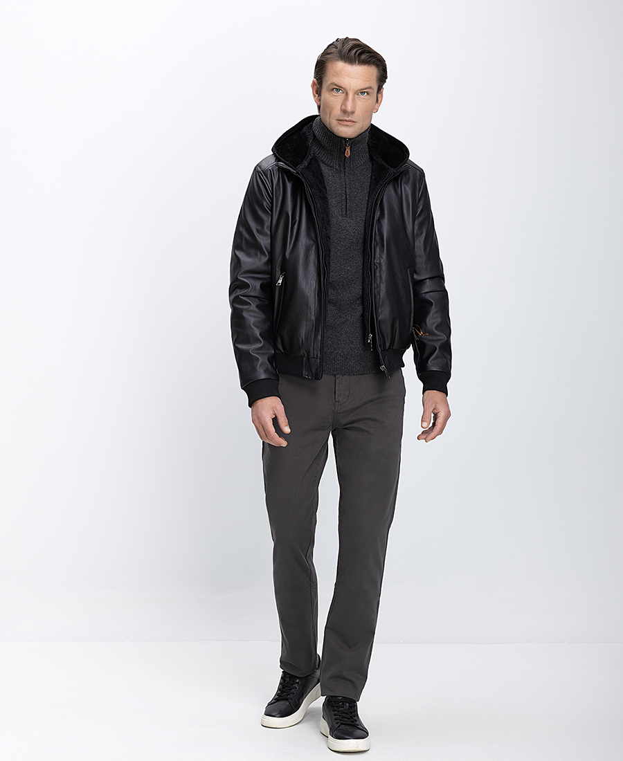 Ανδρικό Μπουφάν Με Όρθιο Γιακά Και Εσωτερική Επένδυση Regular Fit φωτογραφία