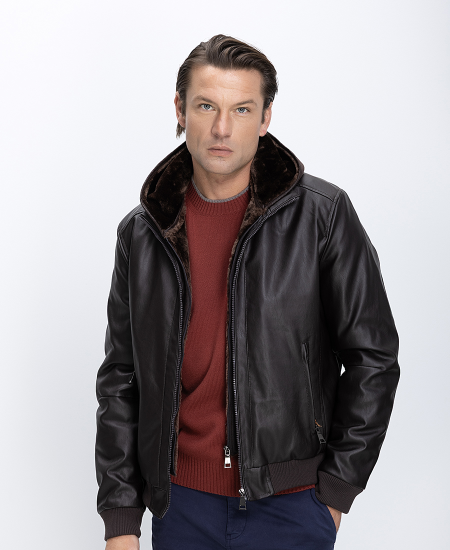 Ανδρικό Μπουφάν Με Όρθιο Γιακά Και Εσωτερική Επένδυση Regular Fit