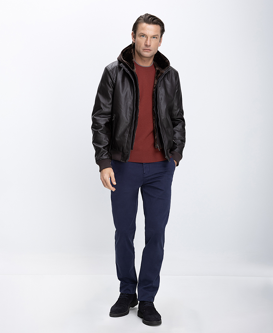 Ανδρικό Μπουφάν Με Όρθιο Γιακά Και Εσωτερική Επένδυση Regular Fit φωτογραφία