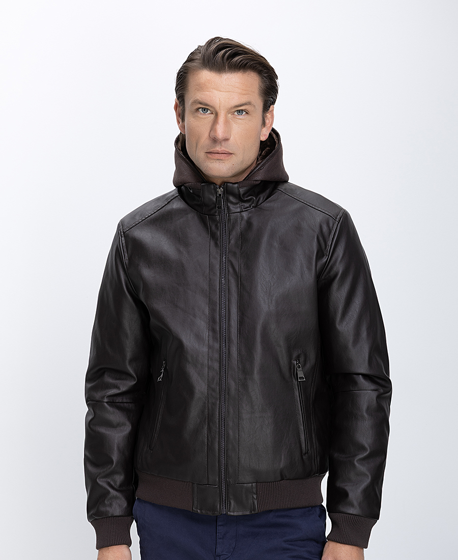 Ανδρικό Μπουφάν Με Όρθιο Γιακά Και Εσωτερική Επένδυση Regular Fit φωτογραφία