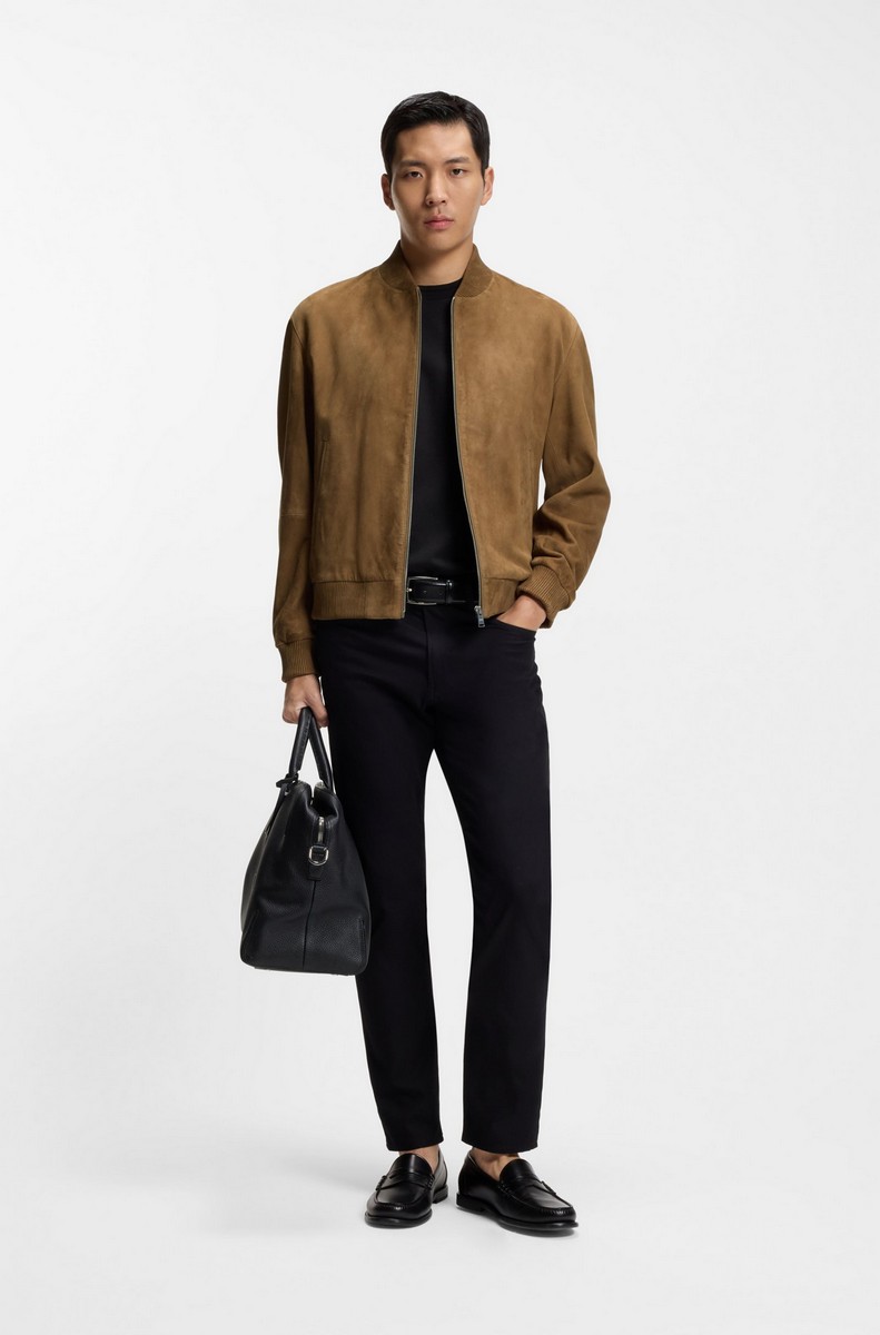 Boss Ανδρικό Μπουφάν Δέρμα Suede Regular Fit Με Stand Collar φωτογραφία