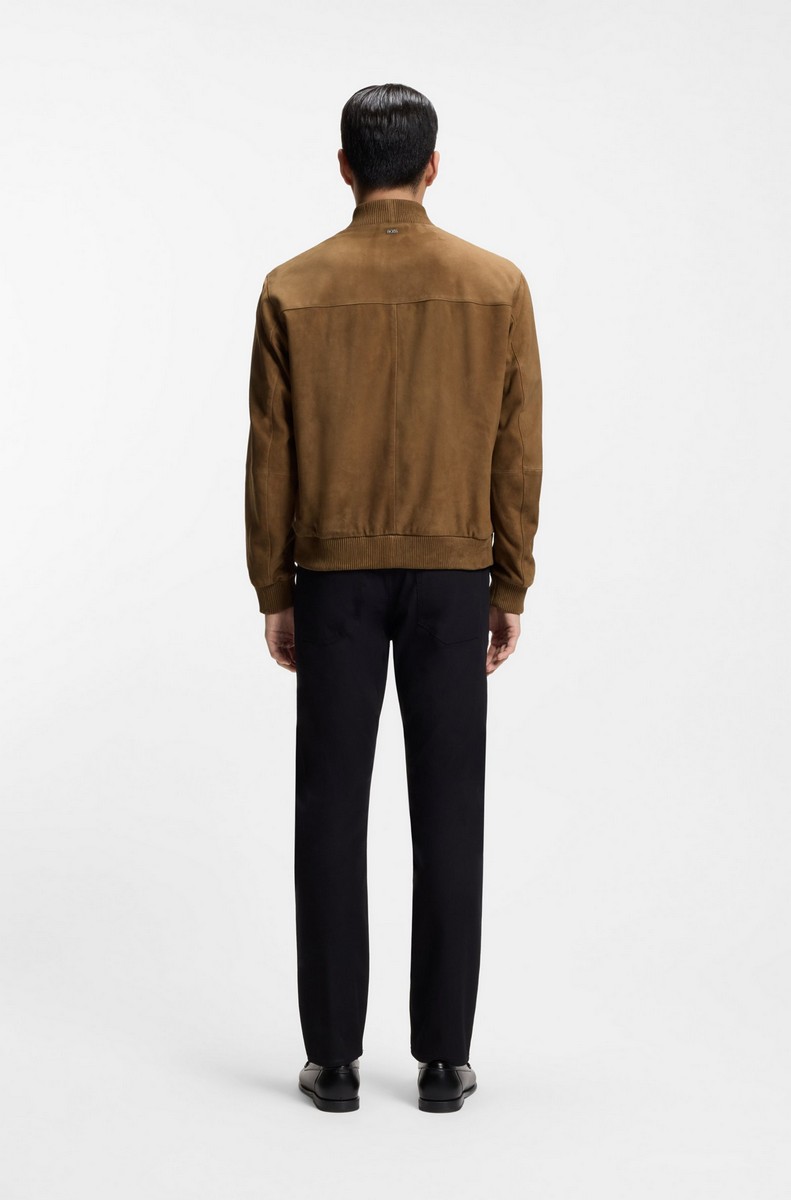 Boss Ανδρικό Μπουφάν Δέρμα Suede Regular Fit Με Stand Collar φωτογραφία