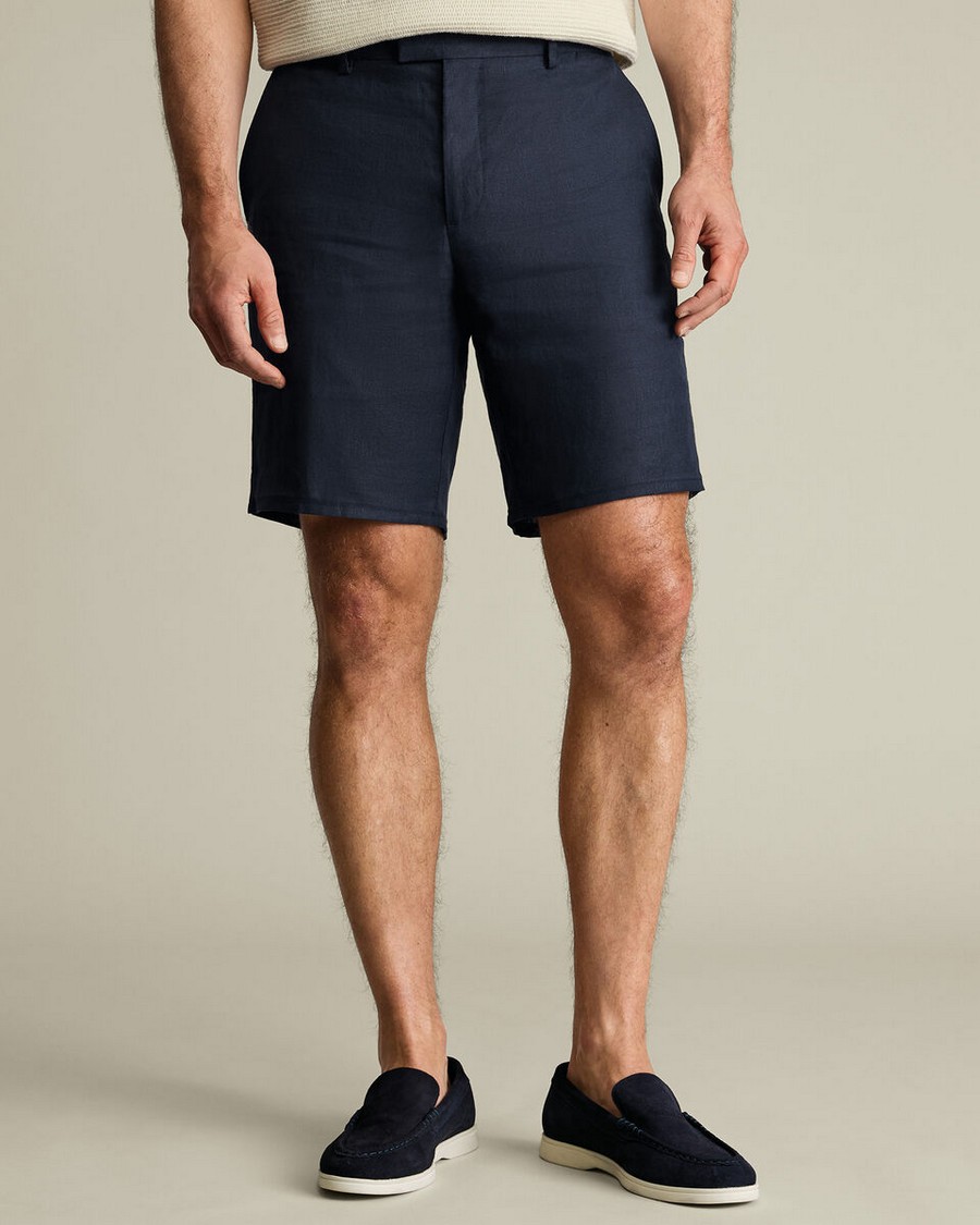 Charles Tyrwhitt Ανδρική Βερμούδα Slim Fit Από Λινό Με Ελαστική Μέση