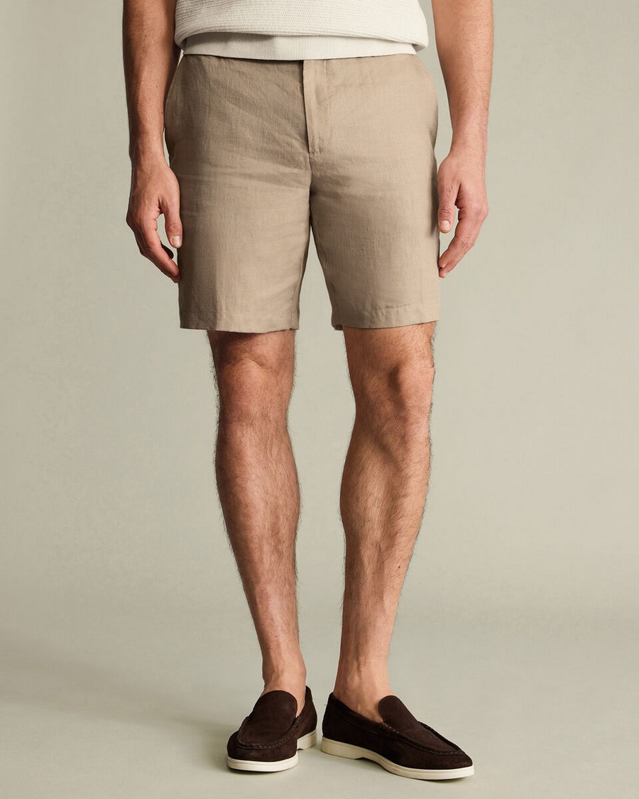 Charles Tyrwhitt Ανδρική Βερμούδα Slim Fit Από Λινό Με Ελαστική Μέση