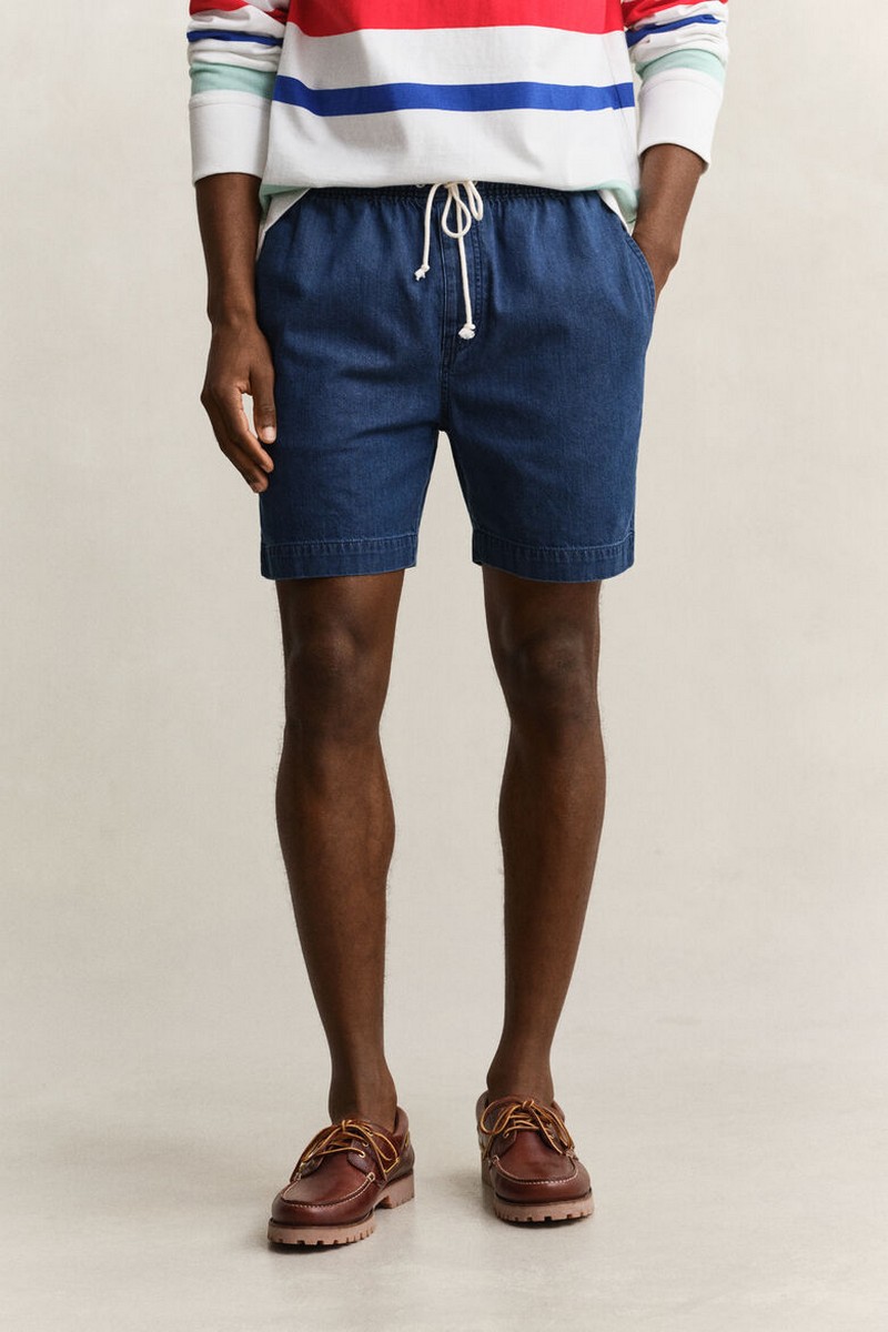 Gant Ανδρική Βερμούδα Denim Regular Fit Με Ελαστική Μέση Και Κορδόνι Περιγραφή: