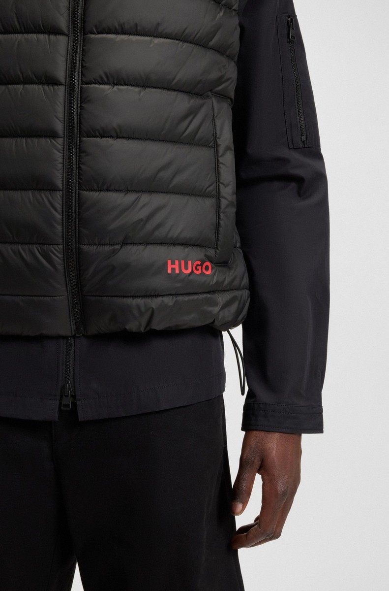 Hugo Ανδρικό Αμάνικο Μπουφάν Αδιάβροχο με Logo Print Regular Fit σε Μαύρο φωτογραφία