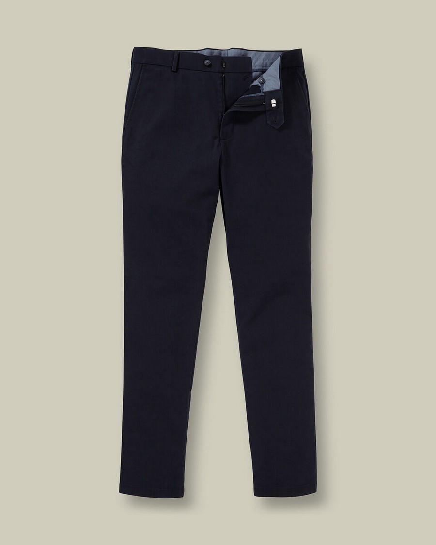 Charles Tyrwhitt Ανδρικό Παντελόνι Chinos Βαμβακερό με Stretch Non-Iron Modern Fit σε Σκούρο Μπλε φωτογραφία