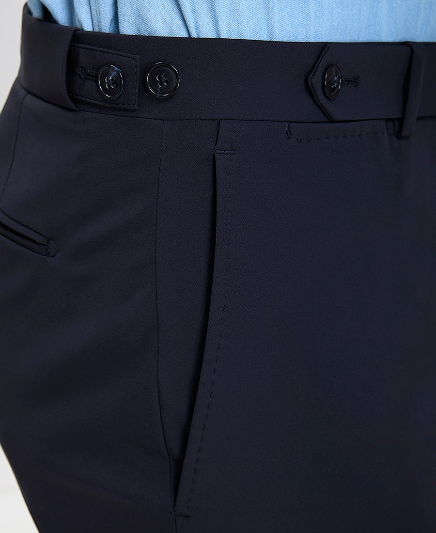 Hd x Vardas Ανδρικό Παντελόνι με Ζωνάκι και Πλαϊνά Κουμπιά Slim Fit σε Σκούρο Μπλε φωτογραφία