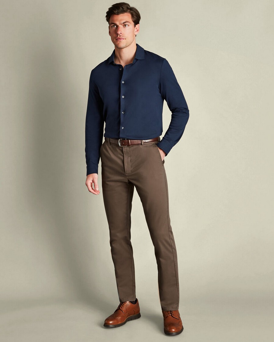 Charles Tyrwhitt Ανδρικό Chino Παντελόνι Slim Fit Non Iron Με Ελαστικό Ύφασμα