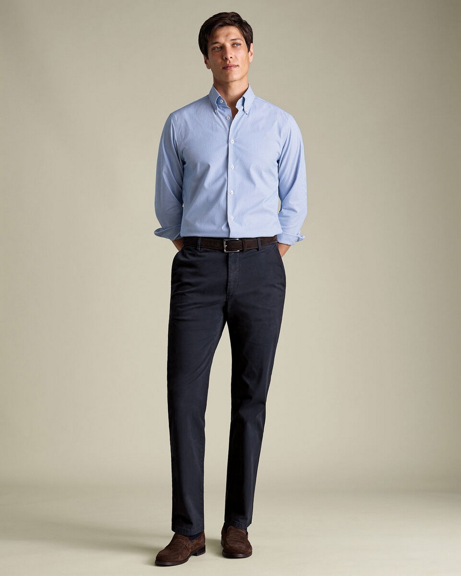 Charles Tyrwhitt Ανδρικό Παντελόνι Chino Slim Fit Από Ελαστικό Βαμβακερό Ύφασμα