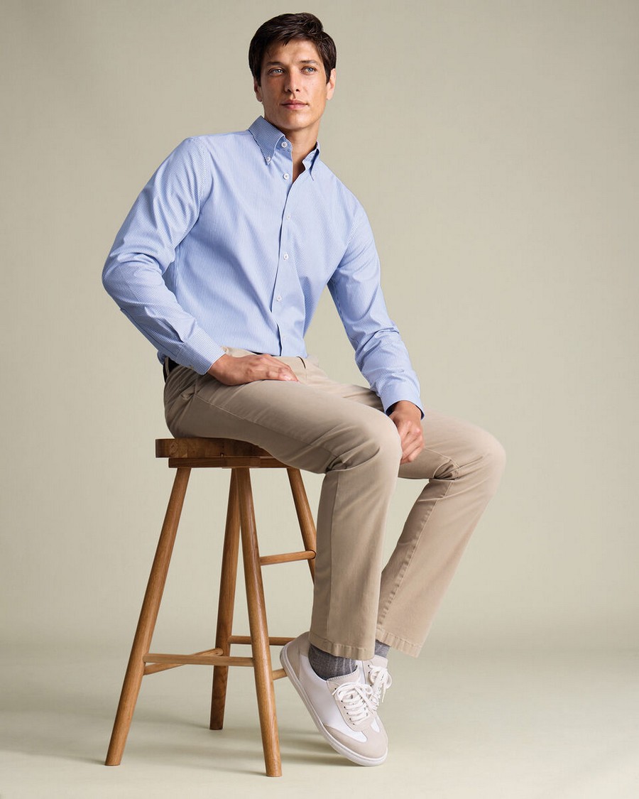 Charles Tyrwhitt Ανδρικό Παντελόνι Chino Slim Fit Από Ελαστικό Βαμβακερό Ύφασμα