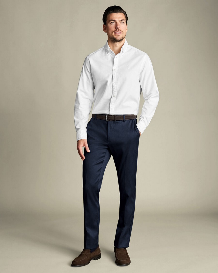 Charles Tyrwhitt Ανδρικό Παντελόνι Smart Texture Slim Fit Non Iron Με Ελαστικό Ύφασμα