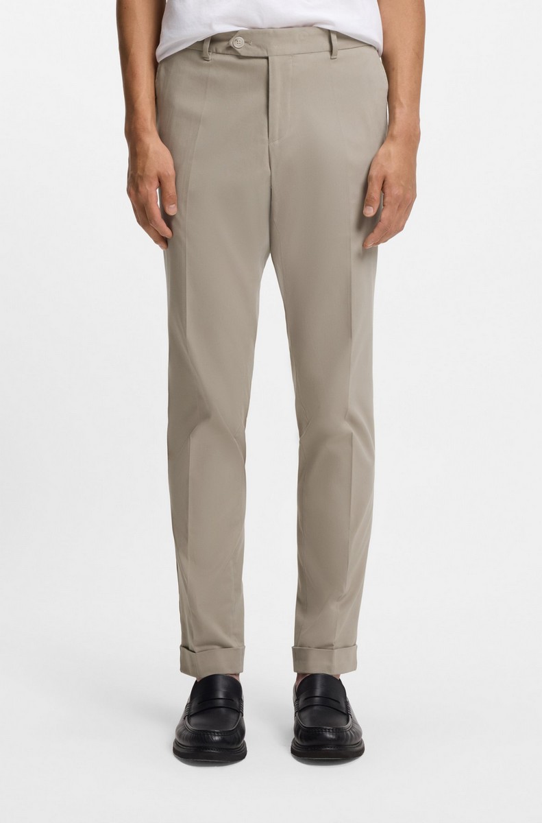 Boss Boss Ανδρικό Παντελόνι Slim Fit Από Βαμβακερό Stretch Με Turned Up Hems