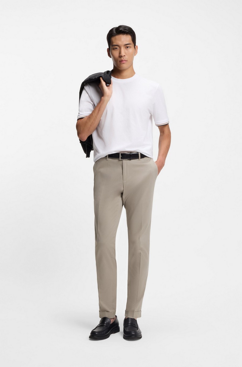 Boss Ανδρικό Παντελόνι Slim Fit Από Βαμβακερό Stretch Με Turned Up Hems φωτογραφία