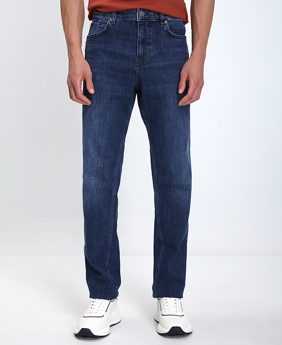 Boss Boss Ανδρικό Τζιν Regular Fit Από Βαμβάκι Με Ελαστικότητα Σκούρο Μπλε