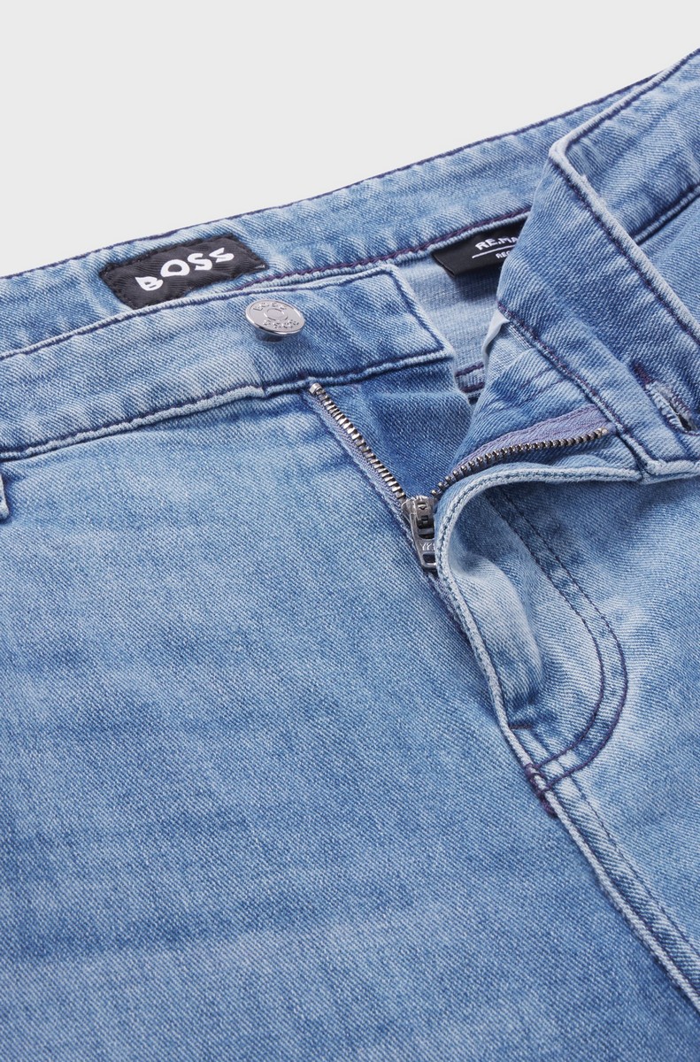 Boss Ανδρικό Τζιν Regular Fit Από Βαμβάκι Με Ελαστικότητα Σε Απαλό Μπλε Ξέβαμμα φωτογραφία