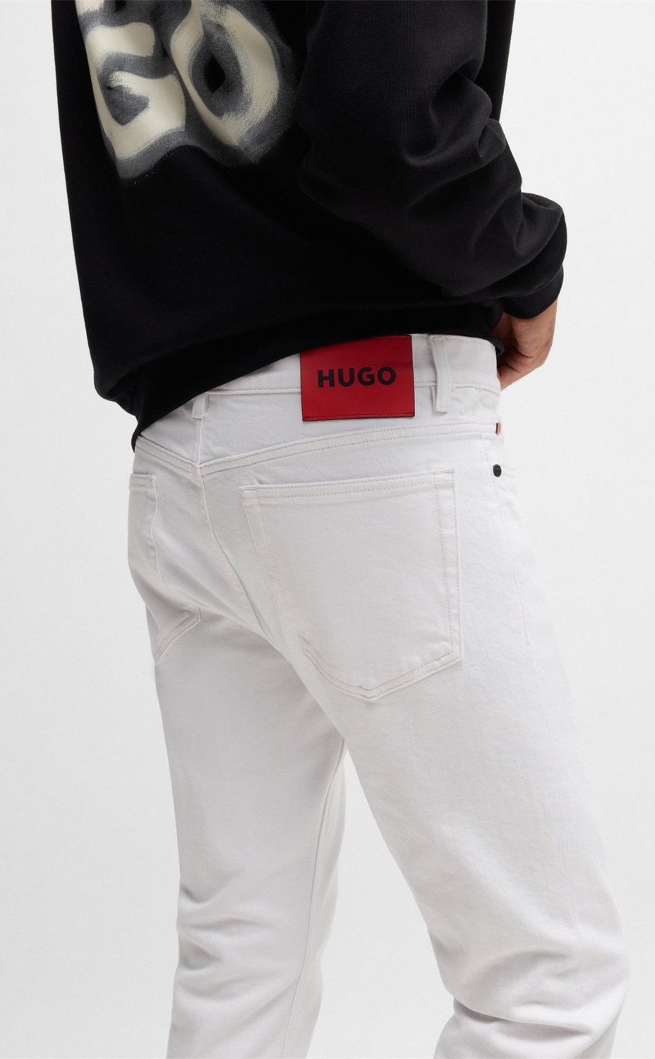 Hugo Ανδρικό Τζιν Βαμβακερό Slim Fit σε Λευκό φωτογραφία