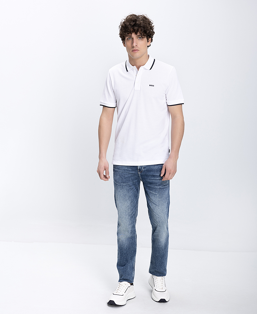 Boss Ανδρικό Παντελόνι Jean Με Washed Denim Όψη Straight Fit φωτογραφία